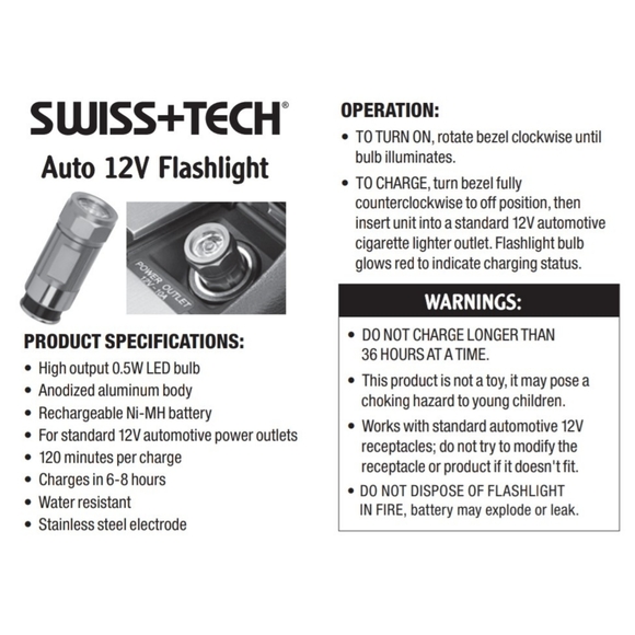 NEW Swiss Tech Auto 12V Flashlight - Picture 13 of 14